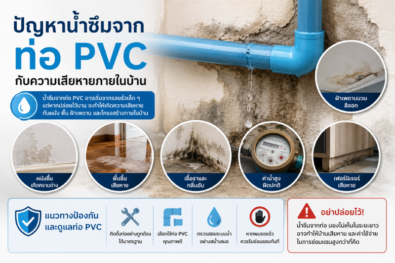 ปัญหาน้ำซึมจากท่อ PVC กับความเสียหายภายในบ้าน