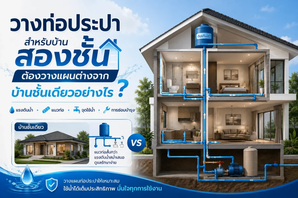 วางท่อประปาสำหรับบ้านสองชั้นต้องวางแผนต่างจากบ้านชั้นเดียวอย่างไร